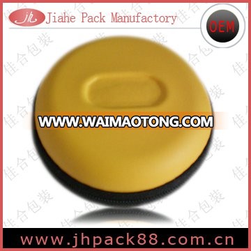 Yellow rounded earphone case with design logo